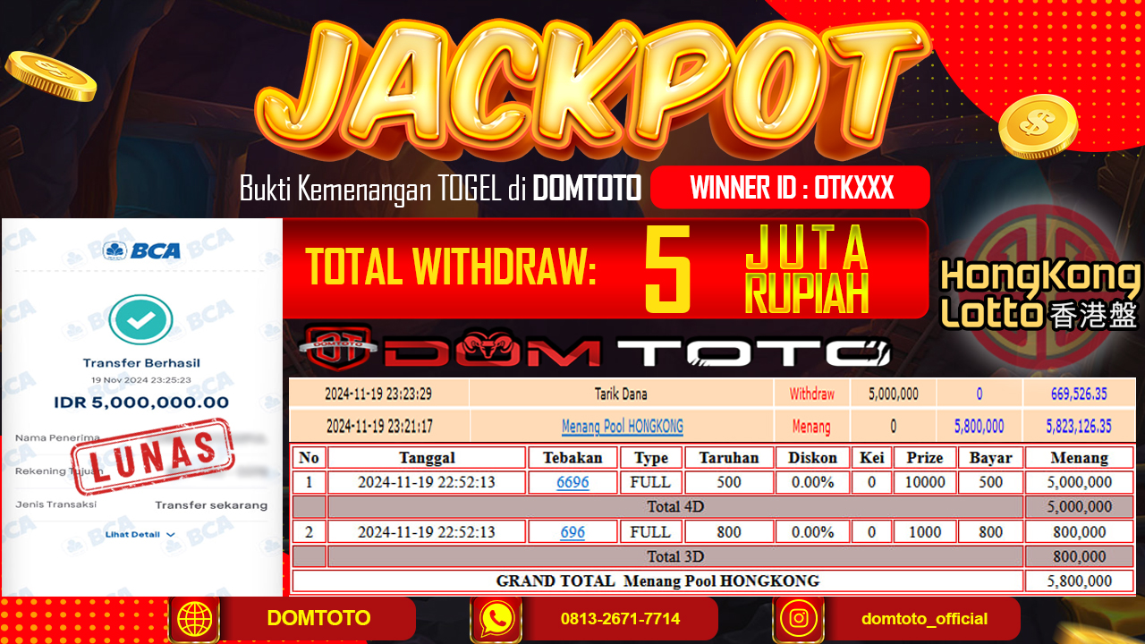 JACKPOT TOGEL HONGKONG 19 NOVEMBER 2024